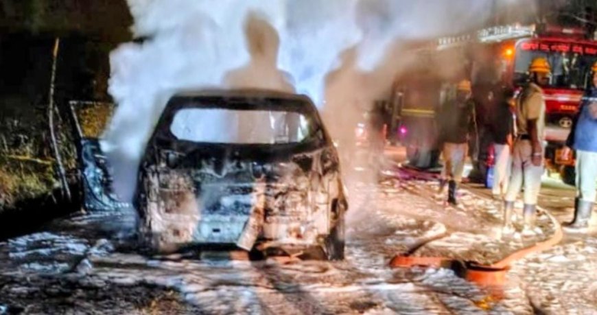 ಕುಶಾಲನಗರ;ಬೆಂಕಿಗೆ ಆಹುತಿಯಾದ ಎಸ್.ಡಿ.ಪಿ.ಐ ರಾಜ್ಯಾಧ್ಯಕ್ಷ ಅಬ್ದುಲ್ ಮಜೀದ್ ಅವರ ಕಾರು