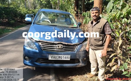 ಸಿದ್ದಾಪುರ;ಕಾರಿನ ಮೇಲೆ   ಕಾಡುಕೋಣ ದಾಳಿ