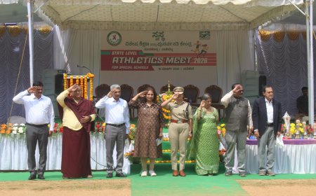 ವಿಶೇಷಚೇತನರಿಗೆ ಕ್ರೀಡಾಕೂಟ ಕ್ರೀಡಾಕೂಟದಲ್ಲಿ 8 ವಸತಿ ಶಾಲೆಯ 150 ಕ್ಕೂ ಹೆಚ್ಚು ವಿಶೇಷಚೇತನರು ಭಾಗಿ