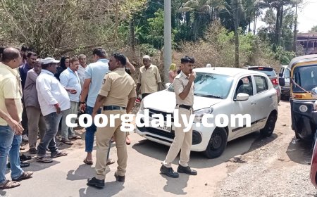 ನಾಪೋಕ್ಲು :ರಸ್ತೆ ಬದಿ ತೆರಳುತ್ತಿದ್ದ ಪಾದಾಚಾರಿ ತಾಯಿ-ಮಗಳಿಗೆ ಕಾರು ಡಿಕ್ಕಿ