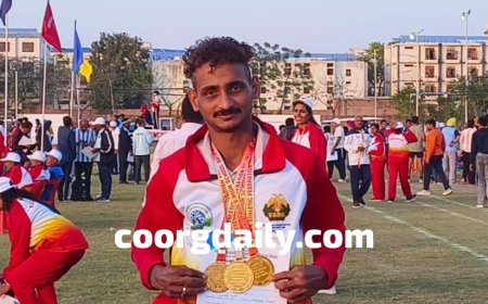 ರಾಷ್ಟ್ರೀಯ ಮಾಸ್ಟರ್ಸ್ ಅಥ್ಲೆಟಿಕ್ ನಲ್ಲಿ ಚಿನ್ನದ ಪದಕ ಪಡೆದ ಚೆಯ್ಯಂಡಾಣೆಯ ಗಗನ್ ಮೇದಪ್ಪ
