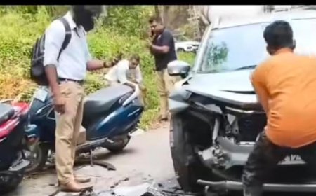 ಮೇಕೇರಿ:ಎರಡು ‌ಕಾರು ಮತ್ತು ಸ್ಕೂಟಿ ನಡುವೆ ಅಪಘಾತ