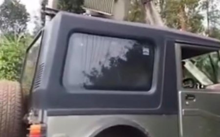 ಗುಡ್ಡೆಹೊಸೂರು;ವಿದ್ಯುತ್ ಕಂಬಕ್ಕೆ ಜೀಪ್ ಡಿಕ್ಕಿ