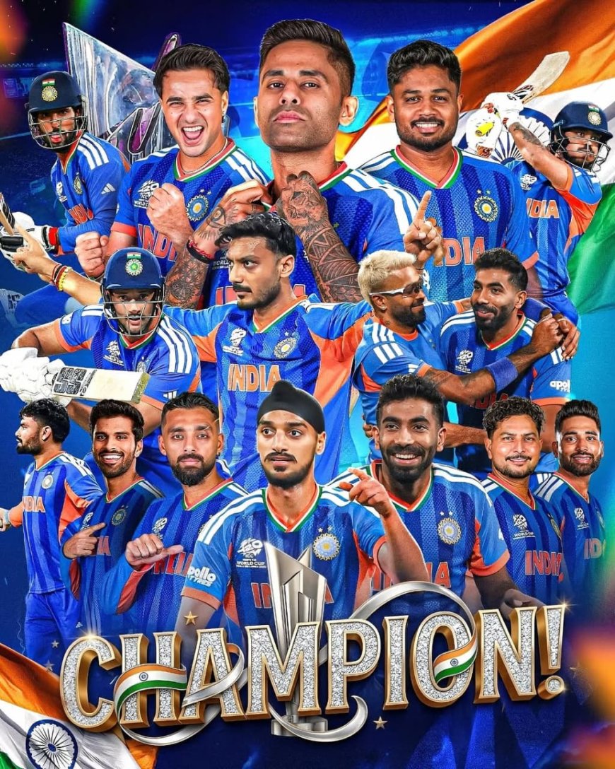 T-20 ವರ್ಲ್ಡ್ ಕಪ್;ಇಂಡಿಯಾ ಚಾಂಪಿಯನ್;  ಮೂರನೇ ಬಾರಿಗೆ T-20 ಚಾಂಪಿಯನ್ ಪ್ರಶಸ್ತಿ ಮುಡಿಗೇರಿಸಿಕೊಂಡ ಭಾರತ