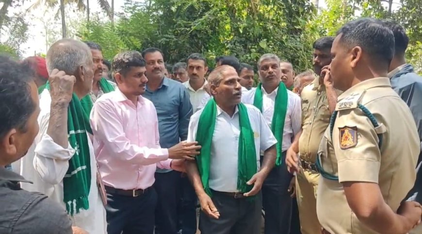 ಅರಣ್ಯ ಜಮೀನು ತೆರವು ಕಾರ್ಯ ಅರಣ್ಯಾಧಿಕಾರಿ ಹಾಗೂ ರೈತರ ನಡುವೆ ಮಾತಿನ ಚಕಮಕಿ