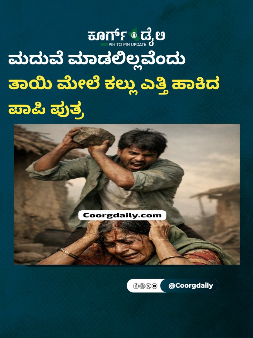 ಮದುವೆ ಮಾಡಲಿಲ್ಲವೆಂದು ತಾಯಿ ಮೇಲೆ ಕಲ್ಲು ಎತ್ತಿ ಹಾಕಿದ ಪಾಪಿ ಪುತ್ರ