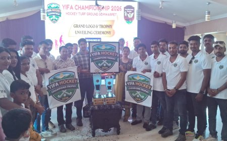 ಸೋಮವಾರಪೇಟೆ; ರಾಜ್ಯಮಟ್ಟದ ಯಿಫಾ ಹಾಕಿ ಚಾಂಪಿಯನ್ ಟ್ರೋಫಿ ಕ್ರೀಡಾಕೂಟದ ಲೋಗೋ ಬಿಡುಗಡೆ