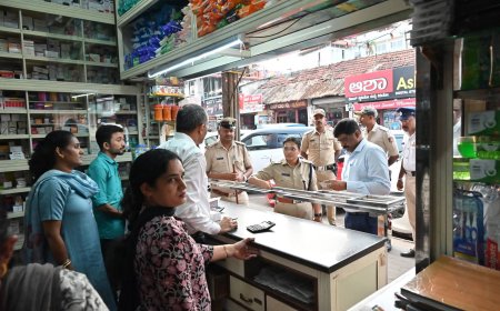 ಮಡಿಕೇರಿ:ಔಷಧಿ ಅಂಗಡಿಗಳಿಗೆ ಡಿಸಿ-ಎಸ್ಪಿ ಭೇಟಿ