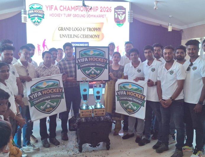ಸೋಮವಾರಪೇಟೆ; ರಾಜ್ಯಮಟ್ಟದ ಯಿಫಾ ಹಾಕಿ ಚಾಂಪಿಯನ್ ಟ್ರೋಫಿ ಕ್ರೀಡಾಕೂಟದ ಲೋಗೋ ಬಿಡುಗಡೆ