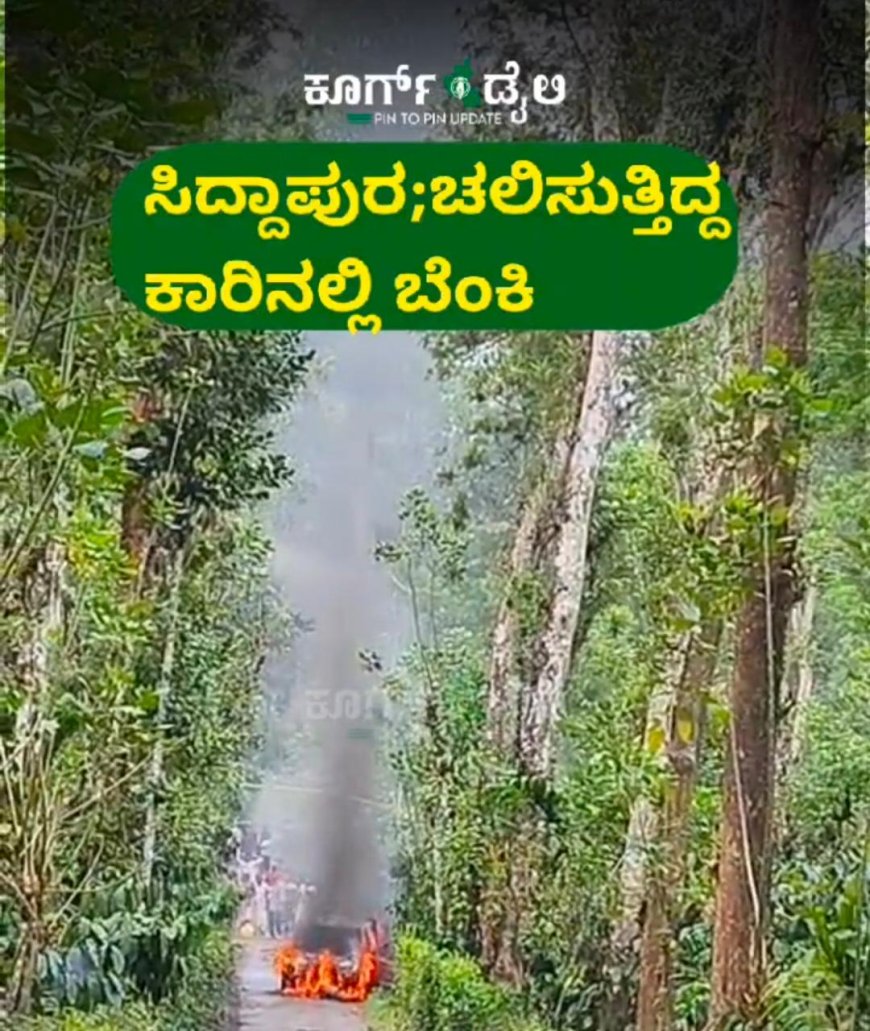 ಸಿದ್ದಾಪುರ;ಚಲಿಸುತ್ತಿದ್ದ ಕಾರಿನಲ್ಲಿ ಬೆಂಕಿ