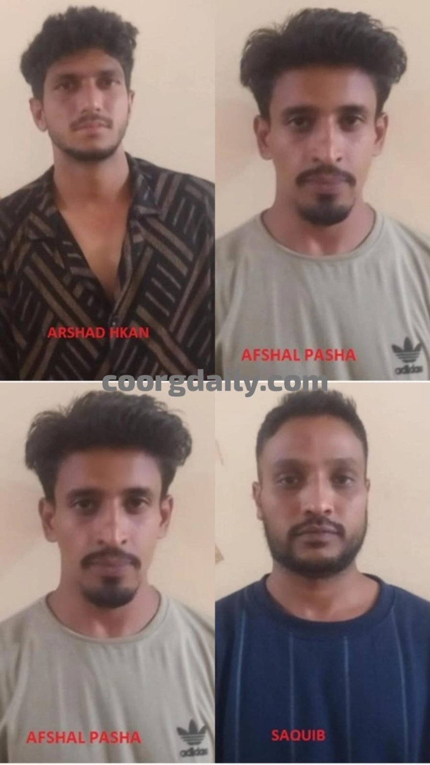 ವಿರಾಜಪೇಟೆ ಗಾಂಜಾ,ಮಾರಾಟಕ್ಕೆ ಯತ್ನ ನಾಲ್ವರ ಬಂಧನ