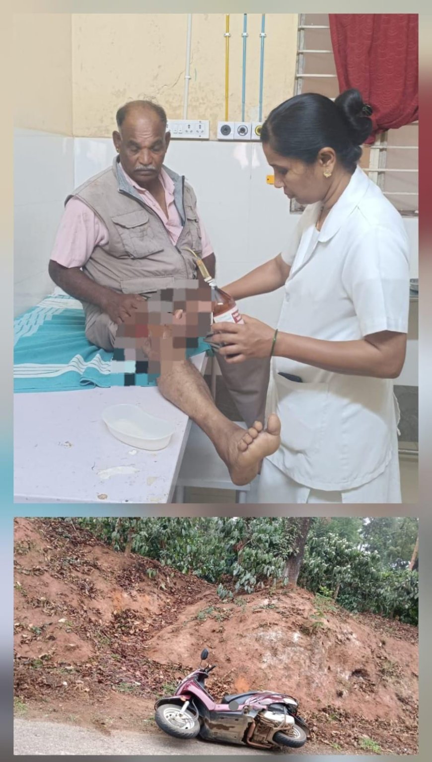 ದಿಢೀರ್ ಎದುರಾದ ಕಾಡಾನೆ :ಸ್ಕೂಟರ್ ಸವಾರನಿಗೆ ಗಾಯ