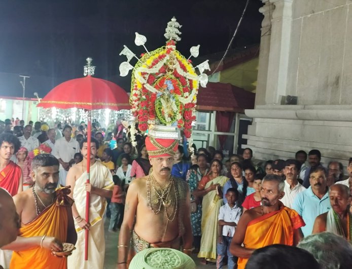 ಭಾಗಮಂಡಲ;ಭಗಂಡೇಶ್ವರ ದೇವಸ್ಥಾನದಲ್ಲಿ ದೇವಿಯ ವಸಂತೋತ್ಸವದೂಂದಿಗೆ ತಾವೂರು ಮಹಿಷಾಸುರ ಮರ್ದಿನಿ ದೇವಿಯ ವಾರ್ಷಿಕ ಉತ್ಸವ