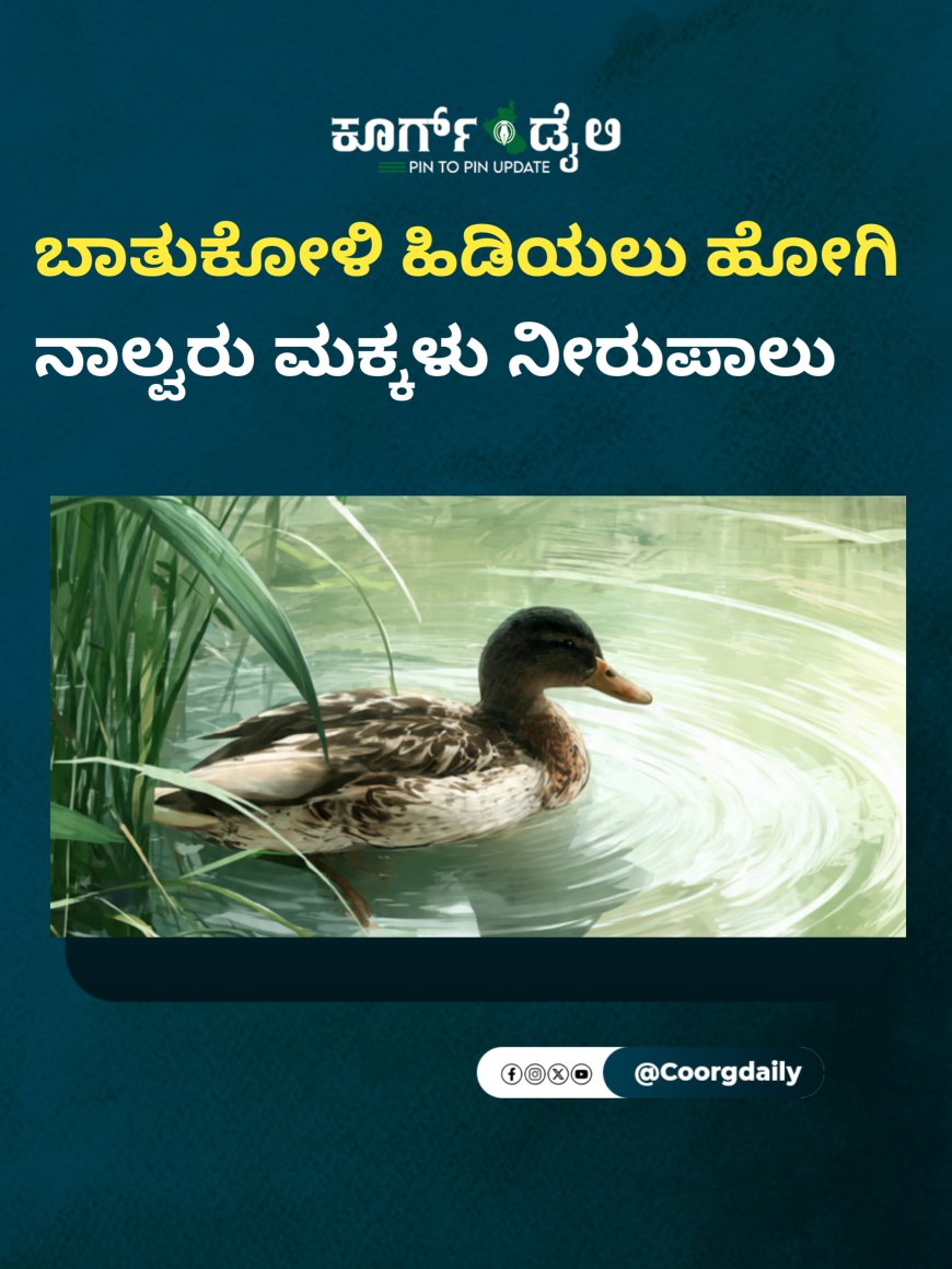ಬಾತುಕೋಳಿ ಹಿಡಿಯಲು ಹೋಗಿ ನಾಲ್ವರು ಮಕ್ಕಳು ನೀರುಪಾಲು