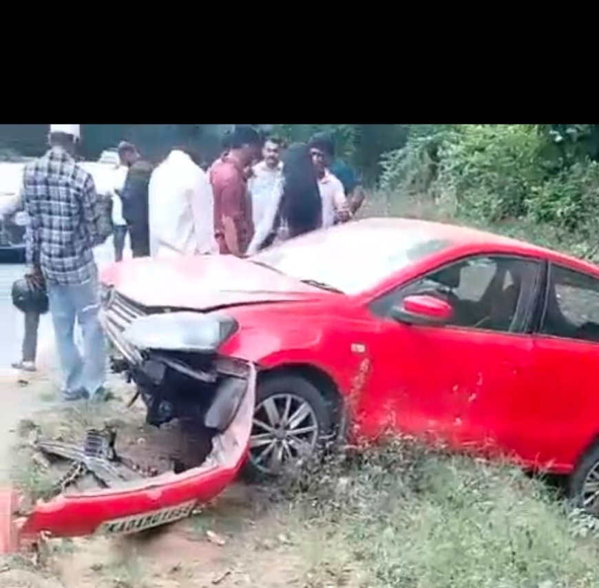 ಸುಂಟಿಕೊಪ್ಪ; ನಿಯಂತ್ರಣ ಕಳೆದುಕೊಂಡು ರಸ್ತೆ ಬದಿಯ ಕಲ್ಲಿಗೆ ಡಿಕ್ಕಿ ಹೊಡೆದ ಕಾರು
