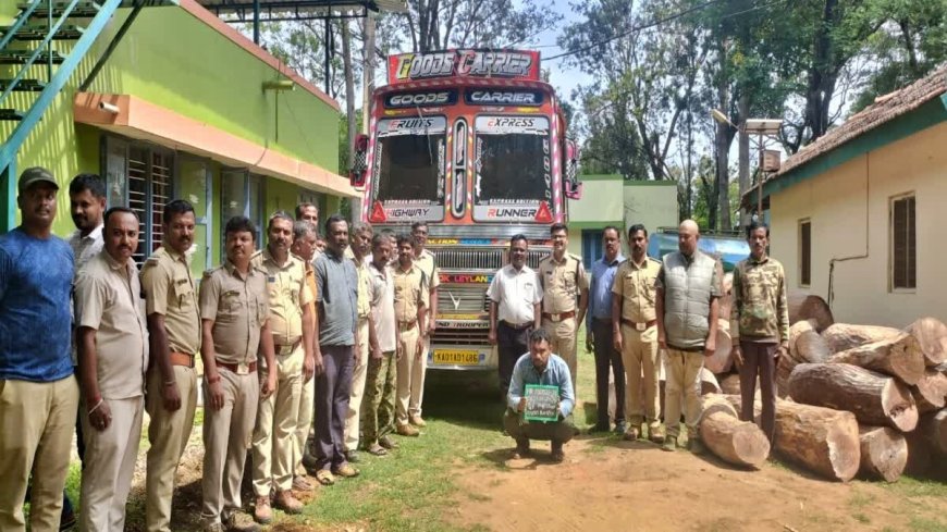 ಕೊಡಗಿನಿಂದ  ಕಳ್ಳ ಸಾಗಾಟ ಮಾಡುತಿದ್ದ 28 ಲಕ್ಷ ರೂ ಮೌಲ್ಯದ  ಬೀಟಿ ಮರ ಸಹಿತ ಲಾರಿ ವಶಪಡಿಸಿಕೊಂಡ ಅರಣ್ಯ ಇಲಾಖೆ