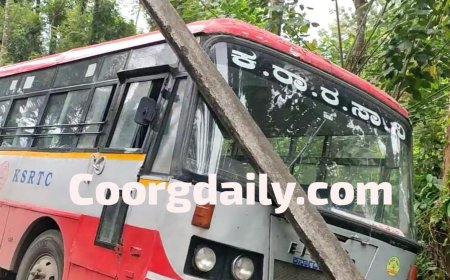 ಮರಗೋಡು: KSRTC ಬಸ್ ಬ್ರೇಕ್ ವಿಫಲ;ಚಾಲಕನ ಸಮಯಪ್ರಜ್ಞೆಯಿಂದ ತಪ್ಪಿದ ಭೀಕರ ಅನಾಹುತ