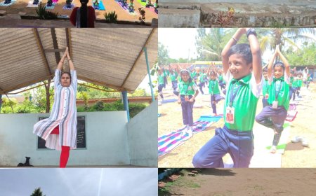 ಹೆಬ್ಬಾಲೆಯಲ್ಲಿ ವಿಶ್ವ ಯೋಗ ದಿನಾಚರಣೆ: ಮಕ್ಕಳಿಗೆ ಯೋಗಾಸನ ತರಬೇತಿ