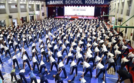 ಸೈನಿಕ ಶಾಲೆಯಲ್ಲಿ 'ಅಂತರರಾಷ್ಟ್ರೀಯ ಯೋಗ ದಿನ' ಆಚರಣೆ