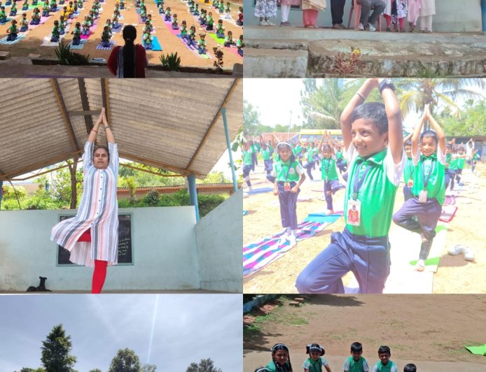 ಹೆಬ್ಬಾಲೆಯಲ್ಲಿ ವಿಶ್ವ ಯೋಗ ದಿನಾಚರಣೆ: ಮಕ್ಕಳಿಗೆ ಯೋಗಾಸನ ತರಬೇತಿ
