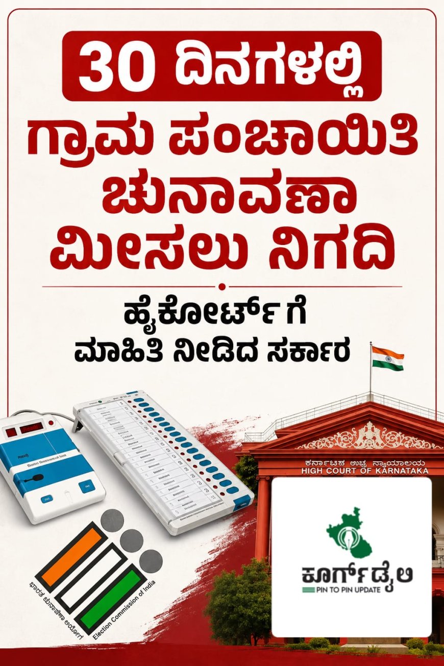 30 ದಿನಗಳಲ್ಲಿ ಗ್ರಾಮ ಪಂಚಾಯಿತಿ ಚುನಾವಣಾ ಮೀಸಲು ನಿಗದಿ:ಹೈಕೋರ್ಟ್ ಗೆ ಮಾಹಿತಿ ನೀಡಿದ ಸರ್ಕಾರ