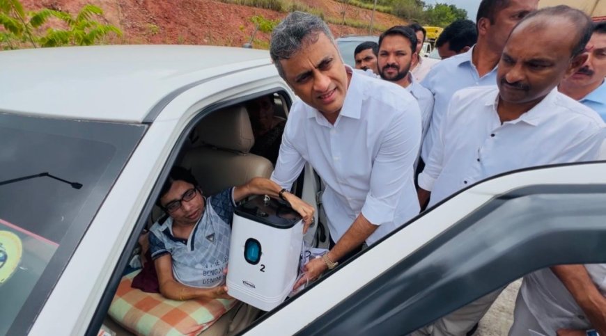 ಉಸಿರಾಟಕ್ಕೆ ನೆರವಾಗುವ ಆಕ್ಸಿಜೆನ್  ಕಾನ್ಸನ್ಂಟ್ರೇಟ್  ವಿತರಿಸಿದ ಶಾಸಕ ಪೊನ್ನಣ್ಣ