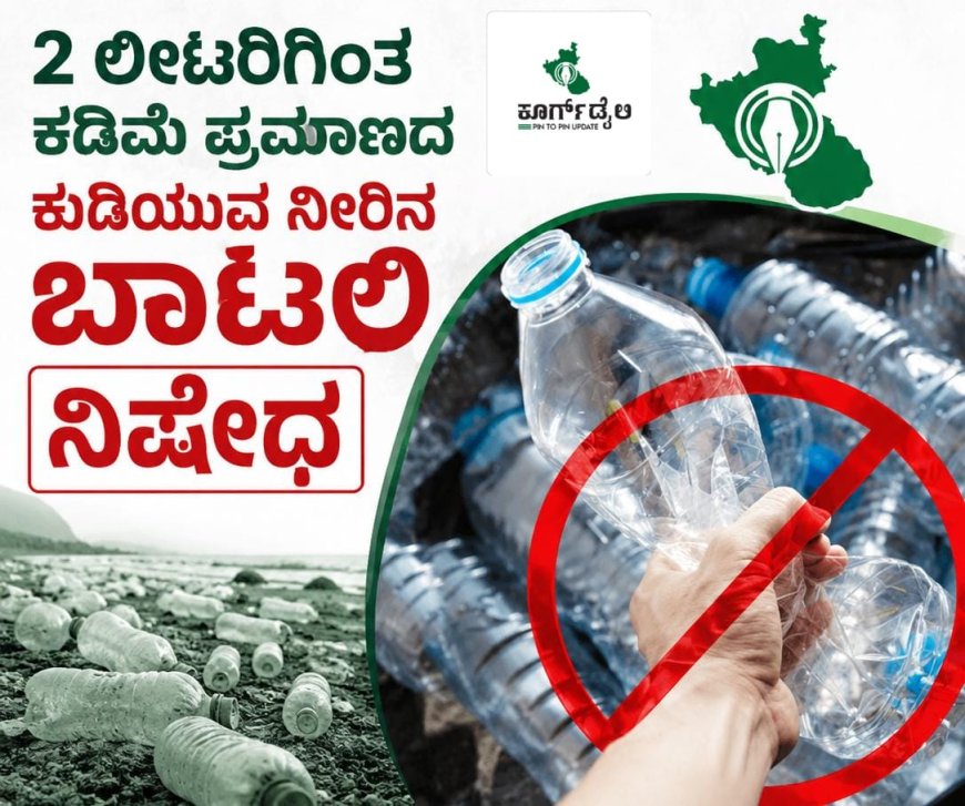 2 ಲೀಟರಿಗಿಂತ ಕಡಿಮೆ ಪ್ರಮಾಣದ ಕುಡಿಯುವ ನೀರಿನ ಬಾಟಲಿ ನಿಷೇಧ