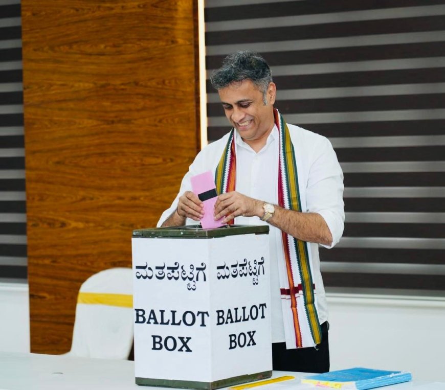 ವಿಧಾನ ಪರಿಷತ್ ಚುನಾವಣೆ:ಮತ ಚಲಾಯಿಸಿದ ಶಾಸಕ ಎಎಸ್ ಪೊನ್ನಣ್ಣ