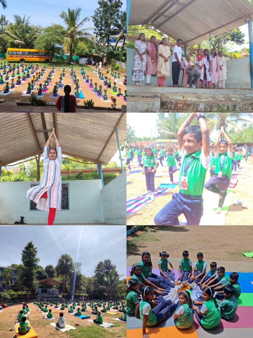 ಹೆಬ್ಬಾಲೆಯಲ್ಲಿ ವಿಶ್ವ ಯೋಗ ದಿನಾಚರಣೆ: ಮಕ್ಕಳಿಗೆ ಯೋಗಾಸನ ತರಬೇತಿ