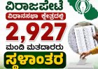 SIR:ವಿರಾಜಪೇಟೆ ವಿಧಾನಸಭಾ ಕ್ಷೇತ್ರದಲ್ಲಿ 2,927 ಮಂದಿ ಮತದಾರರು ಸ್ಥಳಾಂತರ