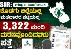 SIR:ಕೊಡಗು ಜಿಲ್ಲೆಯಲ್ಲಿ ಮತದಾರರ ಪಟ್ಟಿಯಲ್ಲಿ 3,322 ಮಂದಿ ಮರಣವೊಂದಿದವರು‌ ಪತ್ತೆ