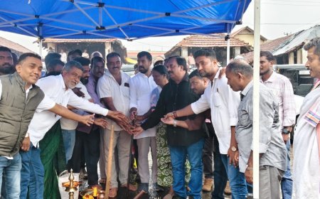 ಸುಂಟಿಕೊಪ್ಪ: ವಾಹನ ಚಾಲಕರ ಹಾಗೂ  ಆಟೋ ಚಾಲಕ ಮತ್ತು ಮಾಲೀಕರ ಸಂಘದ ನಿಲ್ಧಾಣದಲ್ಲಿ ಮೇಲ್ಚಾವಣಿ ನಿರ್ಮಾಣದ ಕಾಮಗಾರಿಗೆ ಶಾಸಕ ಡಾ.ಮಂತರ್ ಗೌಡ ಚಾಲನೆ