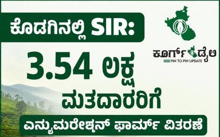 ಕೊಡಗಿನಲ್ಲಿ SIR:  3.54 ಲಕ್ಷ ಮತದಾರರಿಗೆ ಎನ್ಯುಮರೇಶನ್ ಫಾರ್ಮ್ ವಿತರಣೆ