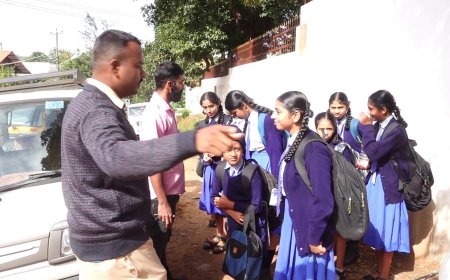 ನಿಯಮ ಉಲ್ಲಂಘಿಸಿ ಶಾಲಾ ಟ್ರಿಪ್: ಮಡಿಕೇರಿ ಸಂತ ಜೋಸೆಫ್ ಶಾಲೆಯ ಸಮೀಪ ಆರ್.ಟಿ.ಓ ಕಾರ್ಯಾಚರಣೆ