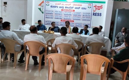 ಕೊಡಗು ಕಾಂಗ್ರೆಸ್ ವಾರ್ ರೂಂ ಪರಿಶೀಲಿಸಿದ ಎ.ಐ.ಸಿ.ಸಿ ಕಾರ್ಯದರ್ಶಿ ಪಿ.ವಿ.ಮೋಹನ್