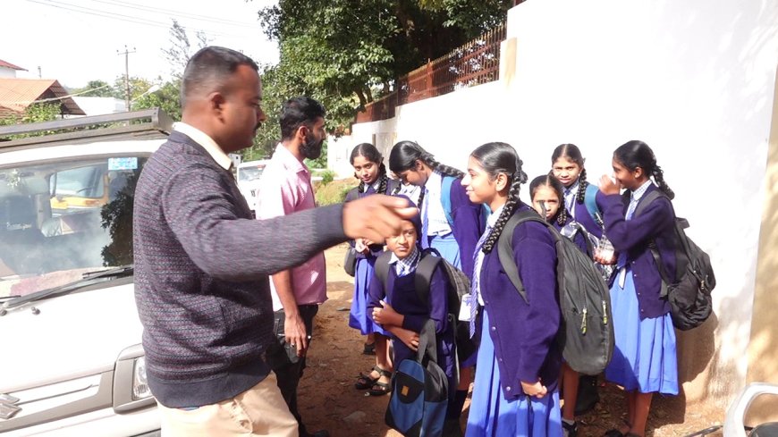 ನಿಯಮ ಉಲ್ಲಂಘಿಸಿ ಶಾಲಾ ಟ್ರಿಪ್: ಮಡಿಕೇರಿ ಸಂತ ಜೋಸೆಫ್ ಶಾಲೆಯ ಸಮೀಪ ಆರ್.ಟಿ.ಓ ಕಾರ್ಯಾಚರಣೆ