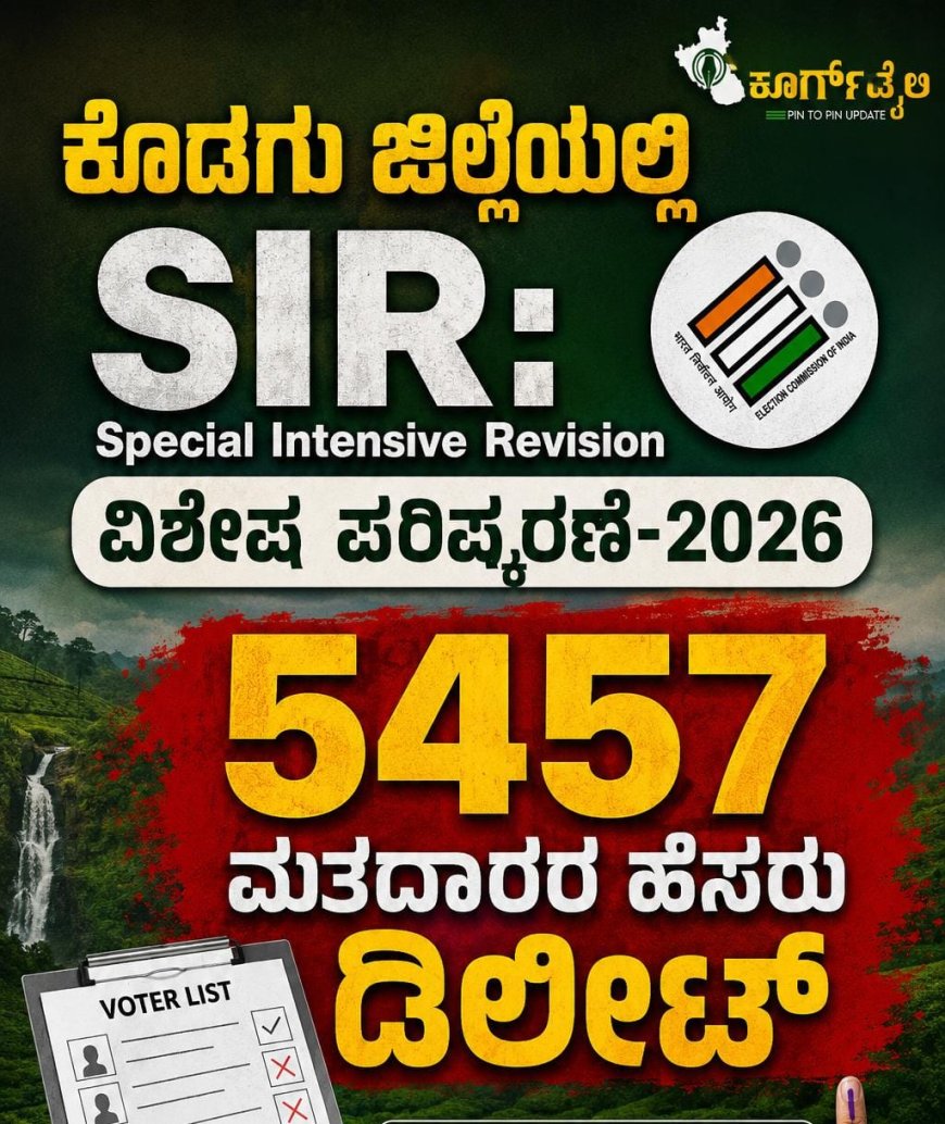 ಕೊಡಗು ಜಿಲ್ಲೆಯಲ್ಲಿ SIR:5457 ಮತದಾರರ ಹೆಸರು ಡಿಲೀಟ್