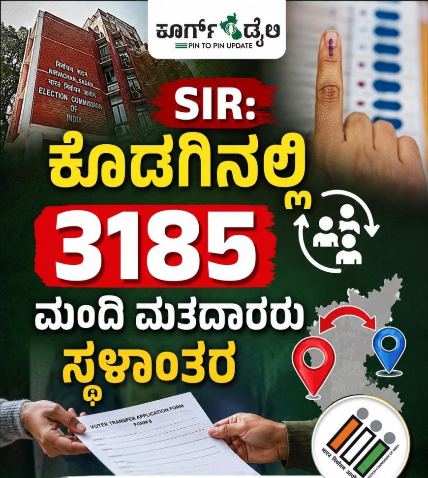 SIR: ಕೊಡಗಿನಲ್ಲಿ 3185 ಮಂದಿ ಮತದಾರರು ಸ್ಥಳಾಂತರ