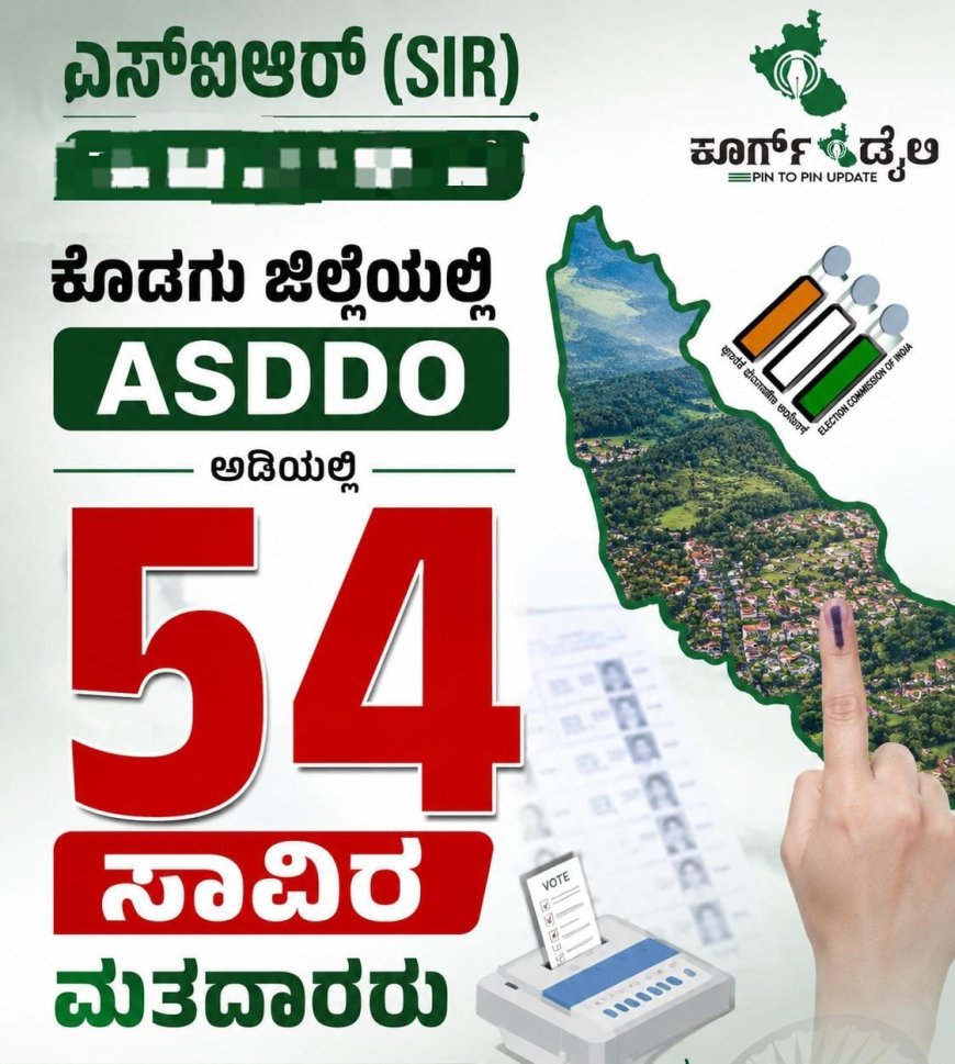 ಎಸ್ಐಆರ್: ಕೊಡಗು ಜಿಲ್ಲೆಯಲ್ಲಿ ASDDO ಅಡಿಯಲ್ಲಿ 54 ಸಾವಿರ ಮತದಾರರು