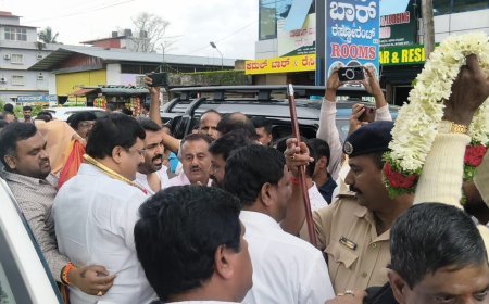 ಸಚಿವ ಪಿ .ಎಂ. ನರೇಂದ್ರಸ್ವಾಮಿಗೆ ಕುಶಾಲನಗರದಲ್ಲಿ ಅದ್ಧೂರಿ ಸ್ವಾಗತ