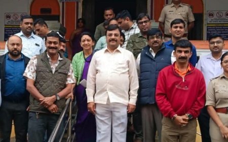 ಓಂಕಾರೇಶ್ವರ ದೇವಸ್ಥಾನಕ್ಕೆ ಭೇಟಿ ನೀಡಿದ ಸಚಿವ ಪಿ.ಎಂ ನರೇಂದ್ರ ಸ್ವಾಮಿ