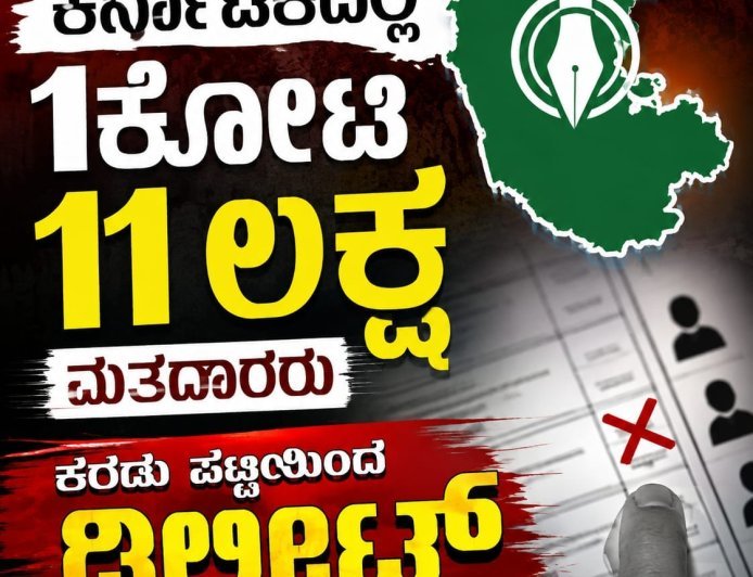 ಎಸ್ಐಆರ್: ಕರ್ನಾಟಕದಲ್ಲಿ 1ಕೋಟಿ 11 ಲಕ್ಷ ಮತದಾರರು ಕರಡು ಪಟ್ಟಿಯಿಂದ ಡಿಲೀಟ್