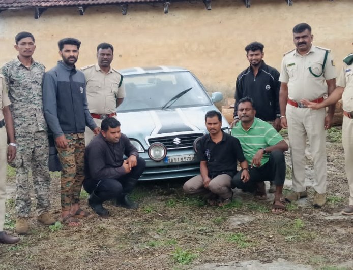 ದುಬಾರೆ ಮೀಸಲು ಅರಣ್ಯದಲ್ಲಿ ಕಳ್ಳಬೇಟೆಗೆ ಯತ್ನ ಮೂವರು ವಶಕ್ಕೆ