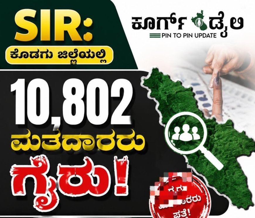 SIR:ಕೊಡಗು ಜಿಲ್ಲೆಯಲ್ಲಿ 10,802 ಮತದಾರರು ಗೈರು