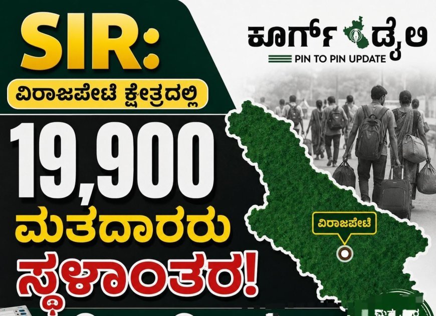 SIR:ವಿರಾಜಪೇಟೆ ಕ್ಷೇತ್ರದಲ್ಲಿ 19,900 ಮತದಾರರು ಸ್ಥಳಾಂತರ