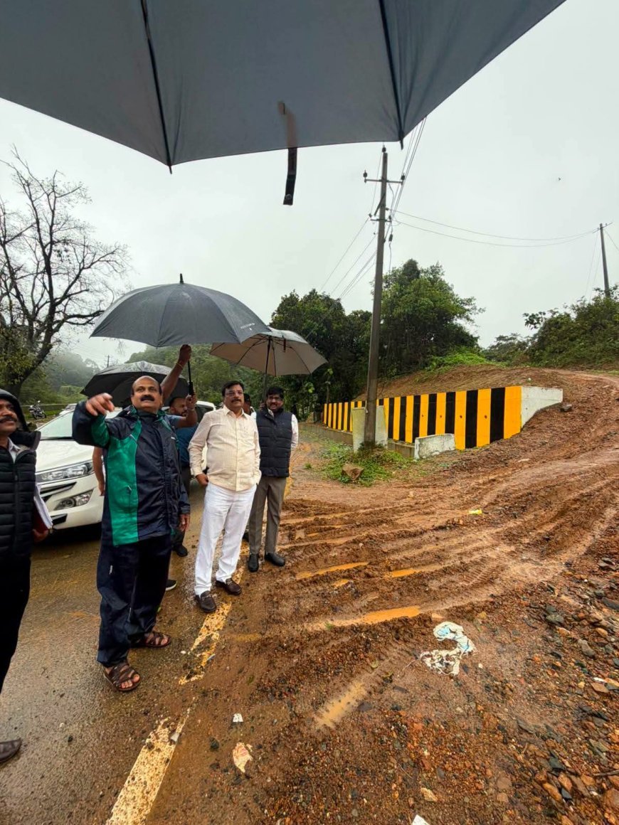 ಕರ್ತೋಜಿ ಗುಡ್ಡ ಕುಸಿತ ಪ್ರದೇಶಕ್ಕೆ ಸಚಿವ ನರೇಂದ್ರ ಸ್ವಾಮಿ ಭೇಟಿ