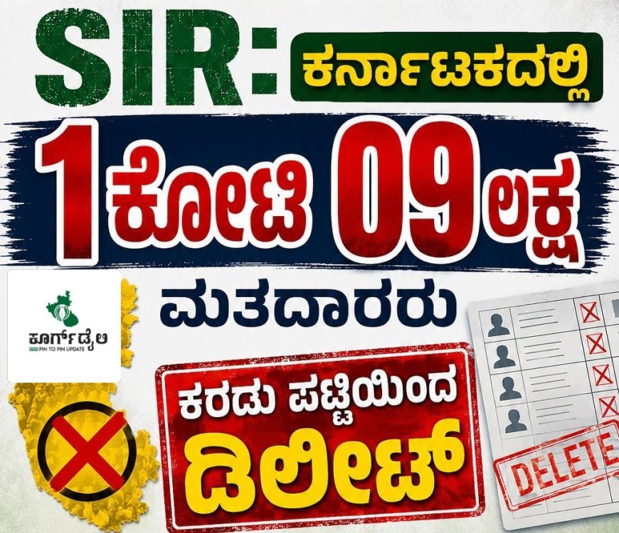 ಎಸ್ಐಆರ್: ಕರ್ನಾಟಕದಲ್ಲಿ 1 ಕೋಟಿ 09 ಲಕ್ಷ ಮತದಾರರು‌ ಕರಡು ಪಟ್ಟಿಯಿಂದ ಡಿಲೀಟ್