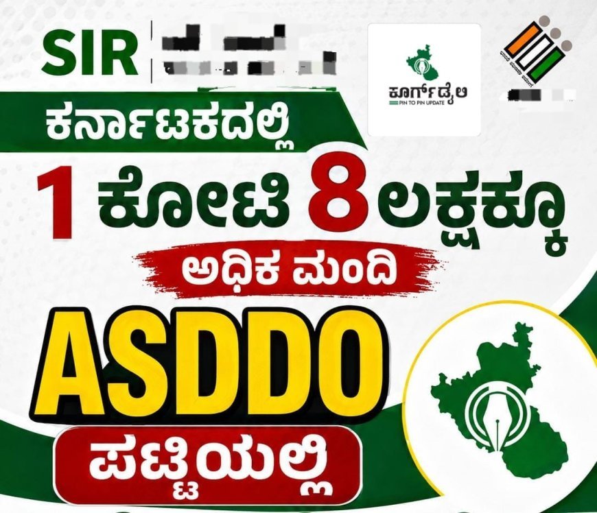 SIR:ಕರ್ನಾಟಕದಲ್ಲಿ 1ಕೋಟಿ 8ಲಕ್ಷಕ್ಕೂ ಅಧಿಕ ಮಂದಿ‌ ಮತದಾರರು ASDDO ಪಟ್ಟಿಯಲ್ಲಿ