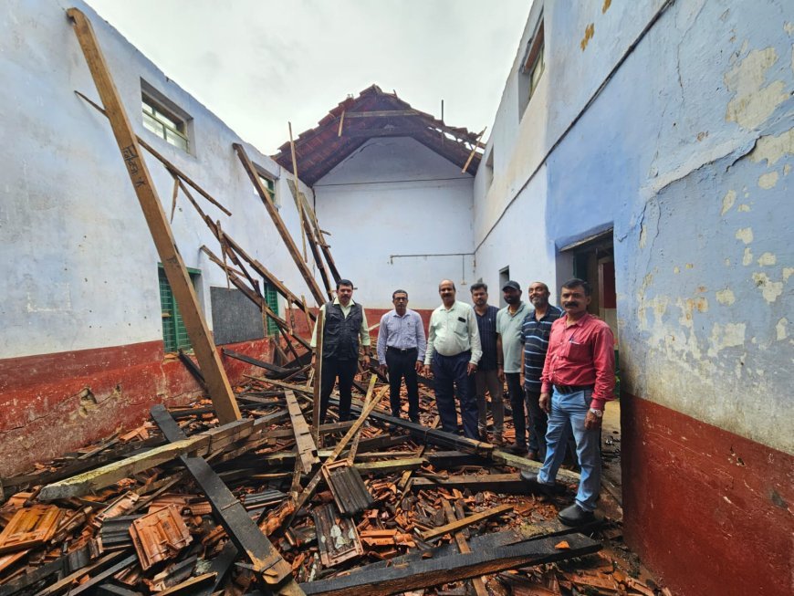 ಕಾರುಗುಂದ ಪ್ರಾಥಮಿಕ ಶಾಲೆಯ ಮೇಲ್ಛಾವಣಿ ಕುಸಿತ
